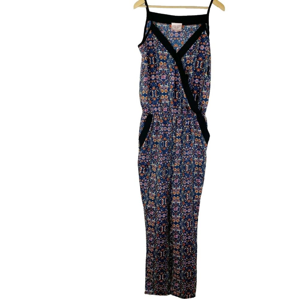Romeo & Juliet Couture Jumpsuit Size Medium Blue Floral Sleeveless One Piece